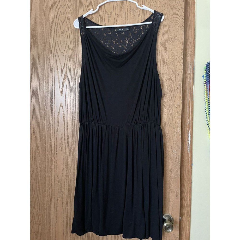 Apt 9 Womens Dress‎ Size XL Black Sleeveless Lace Back Stretch Waist